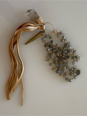 Labradorite Crystal Quartz Tassel Necklace